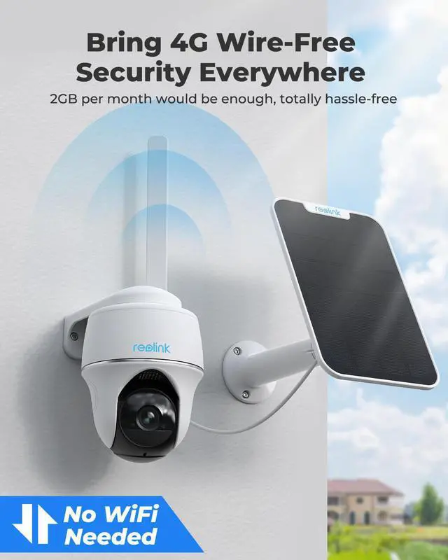 Alt view image 2 of 7 - REOLINK 4G Solar Powered Pan &Tilt Security Camera System Wireless Outdoor, 2K HD Night Vision 2-Way Talk Smart PIR Detection No WiFi Needed, Reolink Go PT Plus + White Solar Panel - US Version
