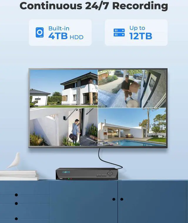 Alt view image 4 of 7 - Reolink 4K Security Camera System, 8pcs H.265 4K PoE Security Cameras Wired with Basic Person Vehicle Detection, 8MP/4K 16CH NVR with 4TB HDD for 24-7 Recording - RLK16-800D8