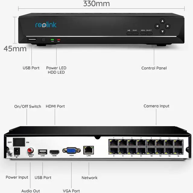 Alt view image 6 of 7 - Reolink 16 Channel 4K PoE NVR Support 4K/8MP 5MP 4MP PoE/WiFi Cameras with 4TB HDD Network Video Recorder RLN16-410