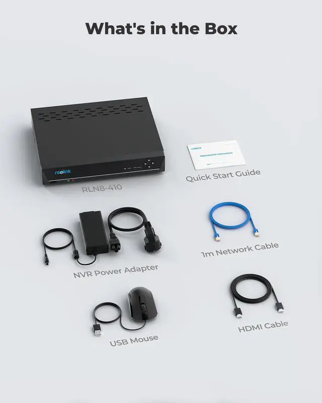 Alt view image 7 of 7 - Reolink 4K 8CH PoE NVR Home Security Camera System Video Recorder with 2TB HDD Support 8MP/5MP/4MP/1080p/720p HD PoE Camera, Human/Vehicle Detection Supported - RLN8-410