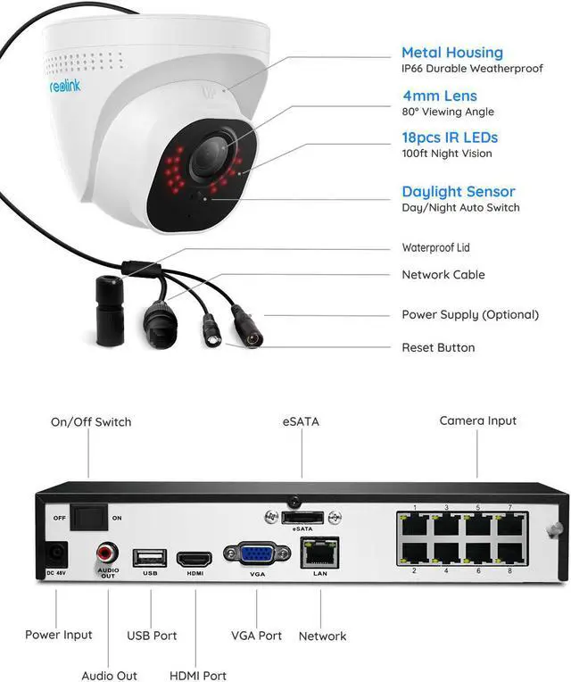 Alt view image 6 of 7 - Reolink Smart 5MP 8CH Home Security Camera System, 4pcs Wired 5MP PoE IP Cameras Outdoor/Indoor, Person Vehicle Detection, 6K 8CH NVR with 2TB HDD for 24-7 Recording - RLK8-520D4-5MP