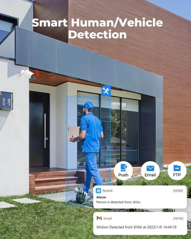 Alt view image 3 of 7 - Security Camera Outdoor, Reolink 4MP Plug-in WiFi Camera for Home, 2.4/5Ghz WiFi, Night Vision, IP66 Waterproof, Smart Person/Vehicle Detection, Works with Google Assistant, RLC-410W(AI)