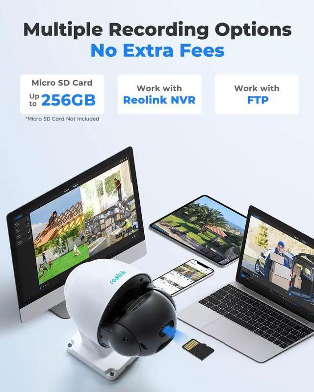 Alt view image 6 of 7 - Reolink PTZ Camera Outdoor 8MP, PoE IP Security Video Surveillance,5X Optical Zoom Auto Tracking, 3pcs Spotlights 196 Ft Color Night Vision, Two Way Audio, Up to 256GB SD Card(Not Included), RLC-823A