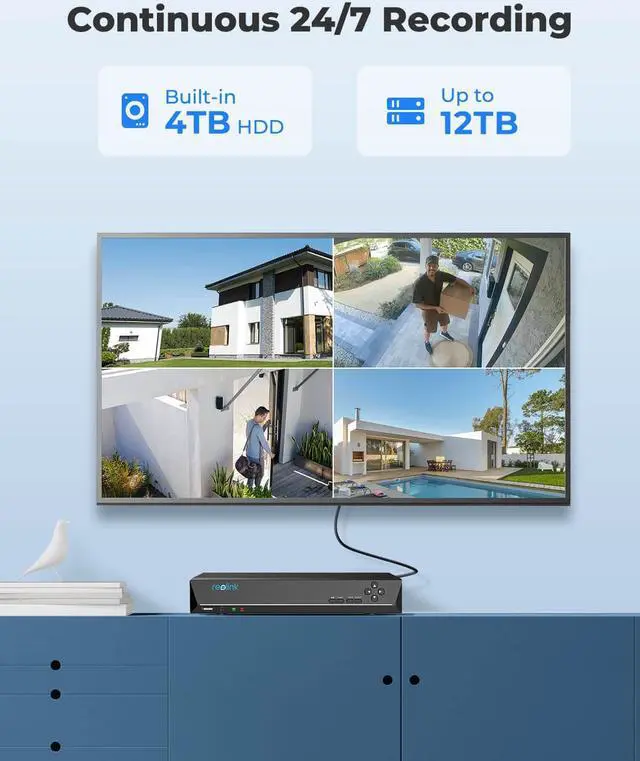Alt view image 4 of 7 - Reolink 4K 16CH Smart PoE Security Camera System,16pcs 8MP IP Camera Support Huam/Car Detect IP66 Waterpoof +16CH NVR Pre-Installed with 4TB HDD(Include 16x18M Cat5 Cable) - RLK16-820D16-A