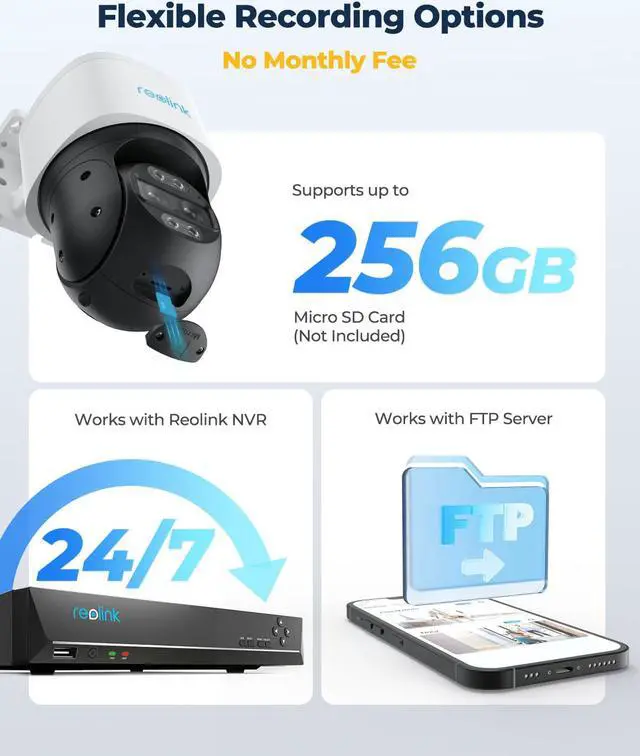 Alt view image 4 of 7 - Reolink 4K PTZ Security Camera System, Home IP PoE 360 Camera with Dual-Lens, Auto 6X Hybrid Zoomed Tracking, 355° Pan & 90° Tilt, Outdoor Surveillance, 2022 New Released, AI Detection, Trackmix PoE