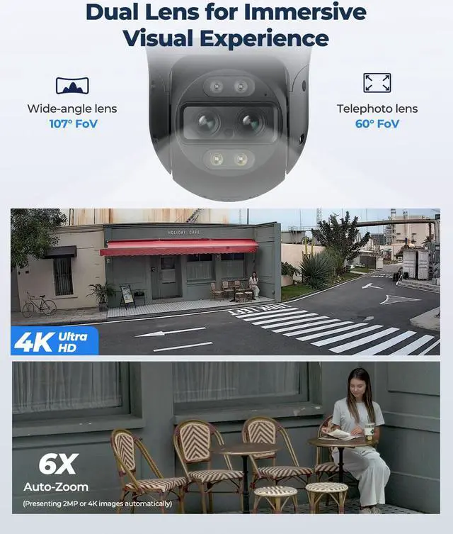 Alt view image 5 of 7 - Reolink 4K PTZ Security Camera System, Home IP PoE 360 Camera with Dual-Lens, Auto 6X Hybrid Zoomed Tracking, 355° Pan & 90° Tilt, Outdoor Surveillance, 2022 New Released, AI Detection, Trackmix PoE