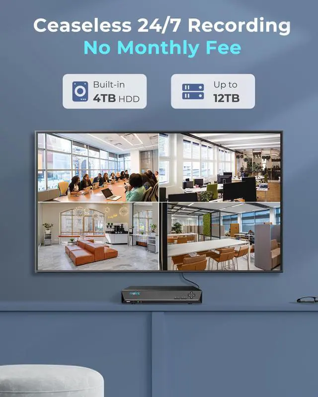 Alt view image 6 of 7 - Reolink 12MP PoE Security Camera System, 8pcs H.265 12MP Bullet Security Cameras Wired, Person Vehicle Pet Detection, Two-Way Talk, Spotlights Color Night Vision, 16CH NVR with 4TB HDD, RLK16-1200B8-A