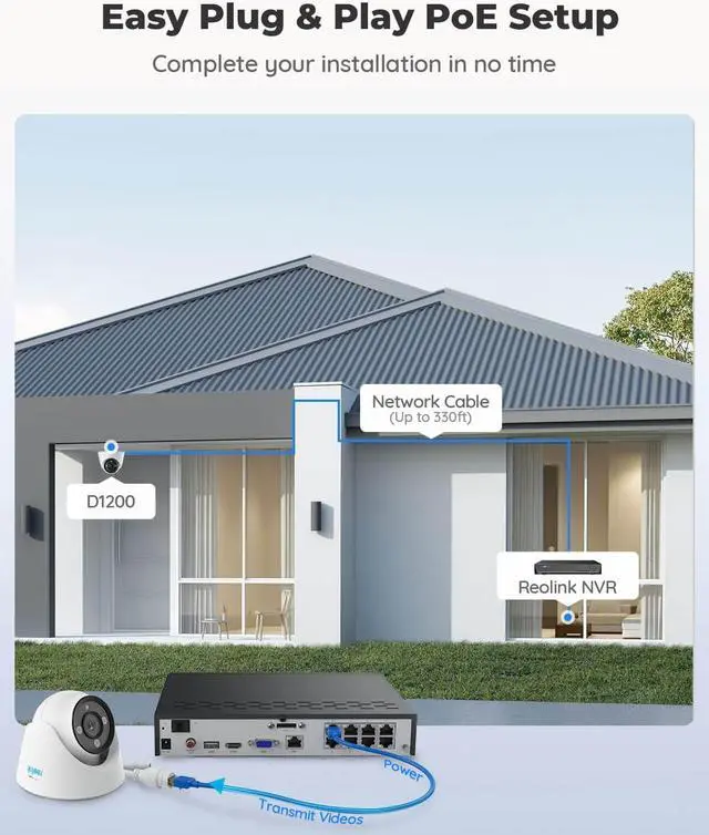Alt view image 4 of 7 - REOLINK RLK8-1200D4-A 12MP 8CH PoE Security System, 4pcs H.265 12MP Domes Cameras Wired, Person/Vehicle/Pet Detection 2-Way Talk Spotlights Color Night Vision, 8CH NVR with 2TB HDD