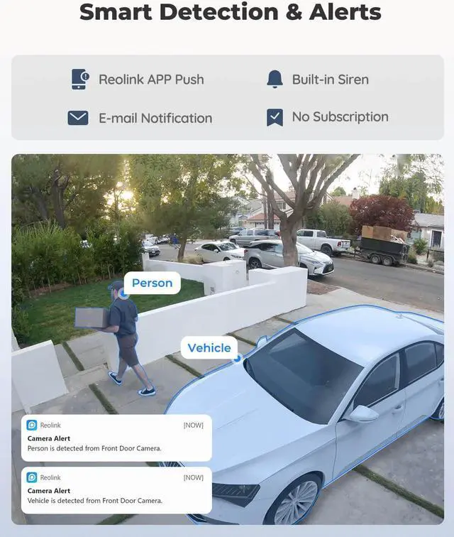 Alt view image 6 of 7 - REOLINK 8CH 12MP PoE Security System, 4pcs H.265 12MP Bullet Cameras Wired, Person/Vehicle/Pet Detection 2-Way Talk Spotlights Color Night Vision, 8CH NVR with 2TB HDD, RLK8-1200B4-A 4