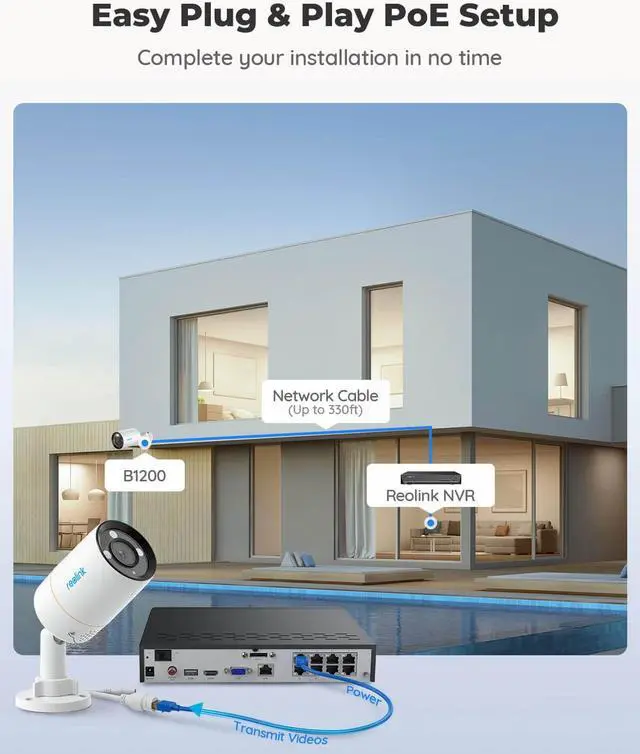 Alt view image 5 of 7 - REOLINK 8CH 12MP PoE Security System, 4pcs H.265 12MP Bullet Cameras Wired, Person/Vehicle/Pet Detection 2-Way Talk Spotlights Color Night Vision, 8CH NVR with 2TB HDD, RLK8-1200B4-A 4