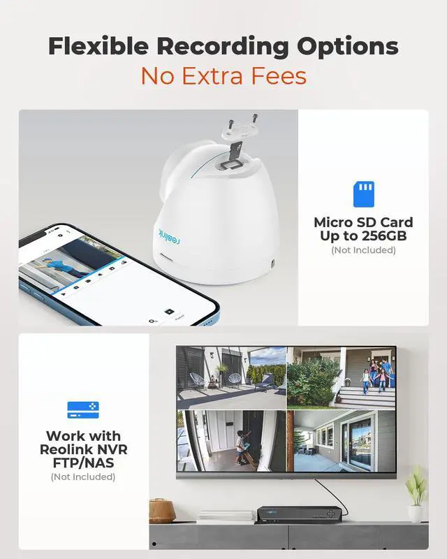 Alt view image 4 of 7 - Reolink RLC-820A-2PACK, 4K 8MP Outdoor Security Camera, Smart Human/Vehicle Detection PoE IP Camera Work with Google Assistant Audio Dome, 256GB Micro SD (not Included) Storage for 24/7 Recording