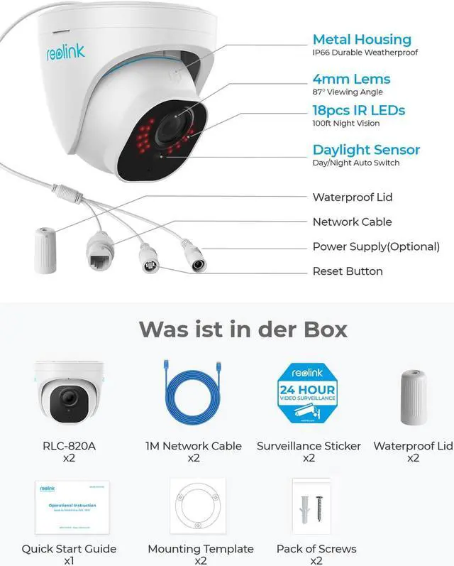 Alt view image 7 of 7 - Reolink RLC-820A-2PACK, 4K 8MP Outdoor Security Camera, Smart Human/Vehicle Detection PoE IP Camera Work with Google Assistant Audio Dome, 256GB Micro SD (not Included) Storage for 24/7 Recording