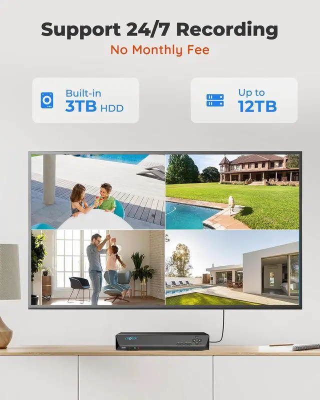 Alt view image 4 of 7 - Reolink 5MP 8CH PoE Security System, 8pcs 5MP Wired PoE IP Cameras Outdoor, Smart Person/Vehicle Detection, 6K 8CH NVR with 2TB HDD for 7/24 Recording - RLK8-510B8-A