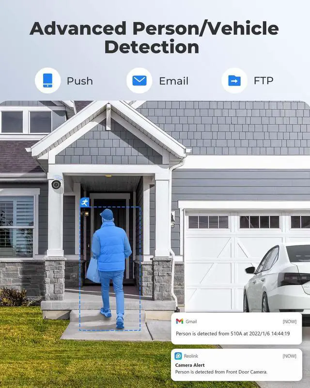 Alt view image 3 of 7 - REOLINK 4pcs RLC-510A, 5MP Security IP PoE Camera, Surveillance Outdoor/Indoor, Human/Vehicle Detect, 100Ft IR Night Vision, Work with Smart Home&Reolink NVRs, Up to 256GB Micro SD Card