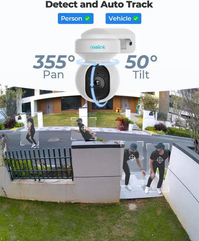 Alt view image 4 of 7 - Reolink E1 Outdoor-2Pack, 5MP HD PTZ WiFi Outdoor Security Camera with Motion Spotlights, Auto Tracking, 2.4/5GHz WiFi Home Security Camera, Color Night Vision, 3X Optical Zoom Human/Vehicle Alerts