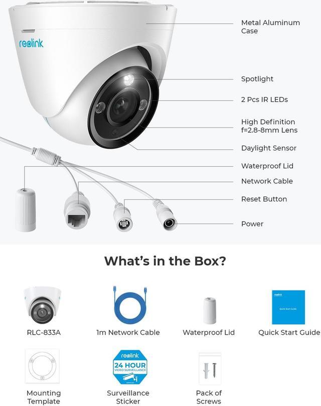Alt view image 7 of 7 - REOLINK RLC-833A-3Pack, 4K IP Security Camera Outdoor System,  700lm Color Night Vision Two-Way Talk 3X Optical Zoom, Human/Vehicle/Pet Detection, Up to 256GB SD Card