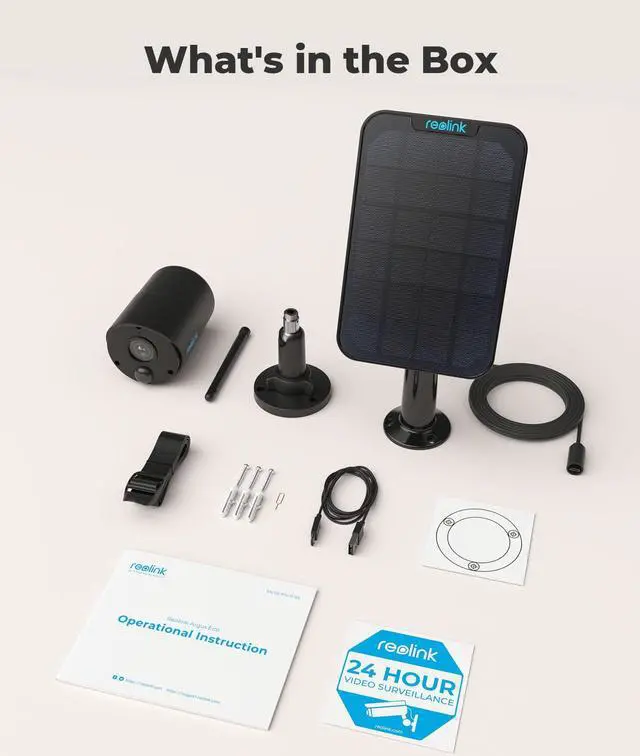 Alt view image 7 of 7 - Reolink Bundle Eco Black with Black Solar Panel, Security Camera Solar Battery Powered Outdoor