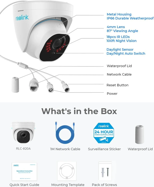 Alt view image 7 of 14 - Reolink RLC-820A 4K 8MP Outdoor Security Camera, Smart Human/Vehicle Detection PoE IP Camera Work with Google Assistant Audio Dome, 256GB Micro SD (not Included) Storage for 24/7 Recording
