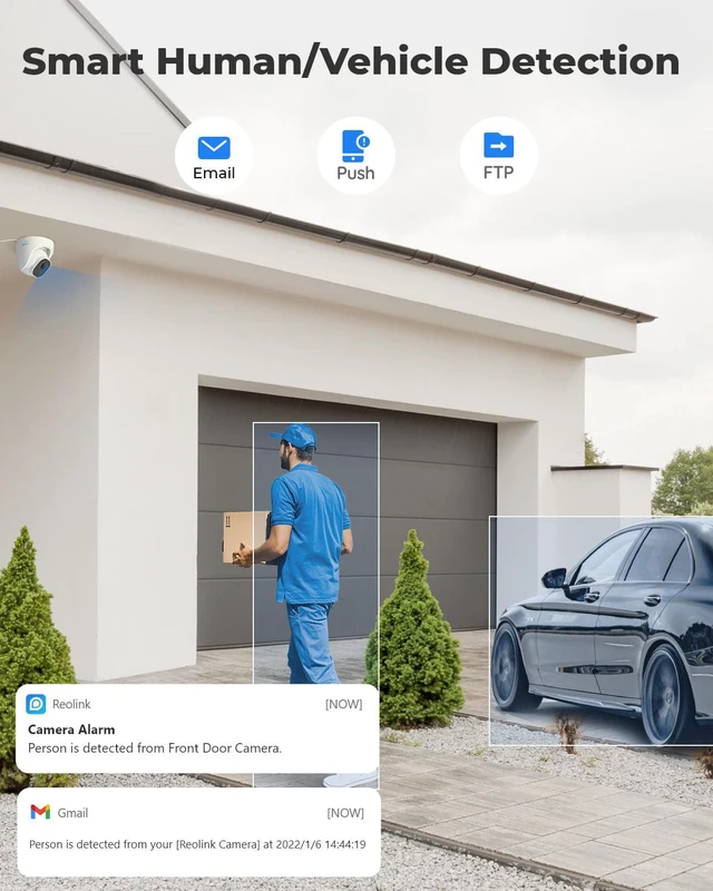Alt view image 5 of 14 - Reolink RLC-820A 4K 8MP Outdoor Security Camera, Smart Human/Vehicle Detection PoE IP Camera Work with Google Assistant Audio Dome, 256GB Micro SD (not Included) Storage for 24/7 Recording