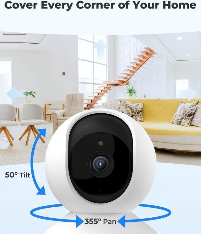 Alt view image 6 of 7 - Reolink E1 Pro Wireless Security Camera, 4MP HD Plug-in Indoor, 2.4/5GHz WiFi Camera for Home Security/Baby Monitor/ Pets Pan Tilt, Night Vision, Works with Alexa/Google Assistant
