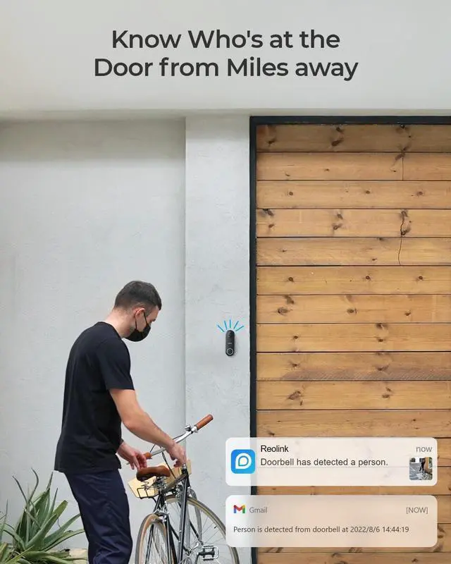 Alt view image 7 of 7 - REOLINK Doorbell Camera Wired, Smart WiFi Video Doorbell w/Chime, 5MP Ultra HD Night Vision, 180 Wide Angle Motion Human Detection, 5G/2.4GHz WiFi, 2 Way Talk, Local Storage Works w/Google Assistant
