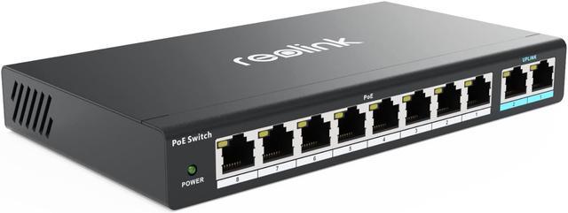 Reolink 10-Port PoE Switch with 120W PoE Power Budget, 2 Gigabit Uplink  Ports, Desktop/Wall Mount, IEEE802.3af/at, Metal Casing, Ideal for Reolink  RLN36 NVR and Reolink PoE IP Cameras - RLA-PS1 