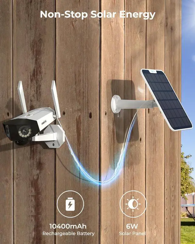Alt view image 2 of 7 - REOLINK  Duo 2+Solar Panel (6W) +Free 32G SD, 6MP Security Camera Outdoor Wireless, Dual Lens Solar Security Camera with 180° View, 2.4/5GHz WiFi, Color Night Vision, Human/Car Detection, No Extra Fee
