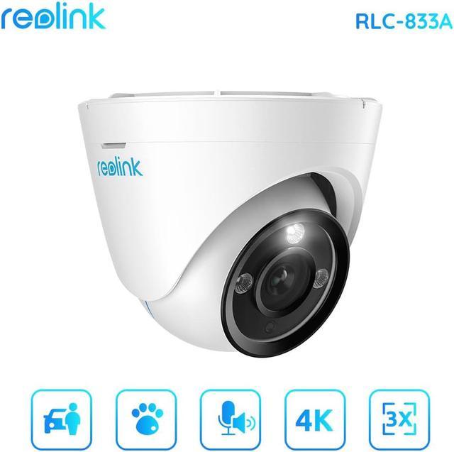REOLINK RLC-833A (RLC-822A Updated), 4K IP Security Camera Outdoor System,  700lm Color Night Vision Two-Way Talk 3X Optical Zoom, Human/Vehicle/Pet 