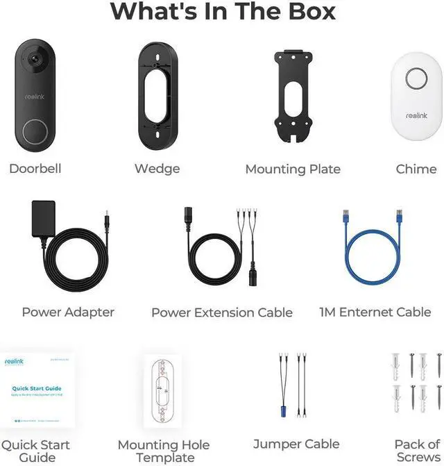 Alt view image 7 of 7 - REOLINK Smart Doorbell Outdoor Camera w/Chime, 5G/2.4GHz WiFi Version, 5MP Ultra HD Night Vision, 180 Wide Angle Motion Human Detection, 2 Way Talk, Local Storage Works w/Google Assistant