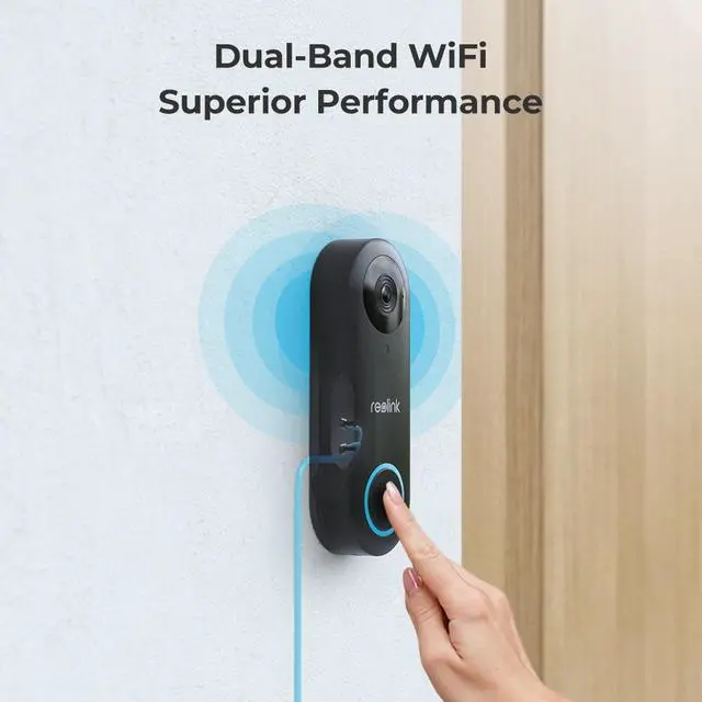 Alt view image 4 of 7 - REOLINK Smart Doorbell Outdoor Camera w/Chime, 5G/2.4GHz WiFi Version, 5MP Ultra HD Night Vision, 180 Wide Angle Motion Human Detection, 2 Way Talk, Local Storage Works w/Google Assistant