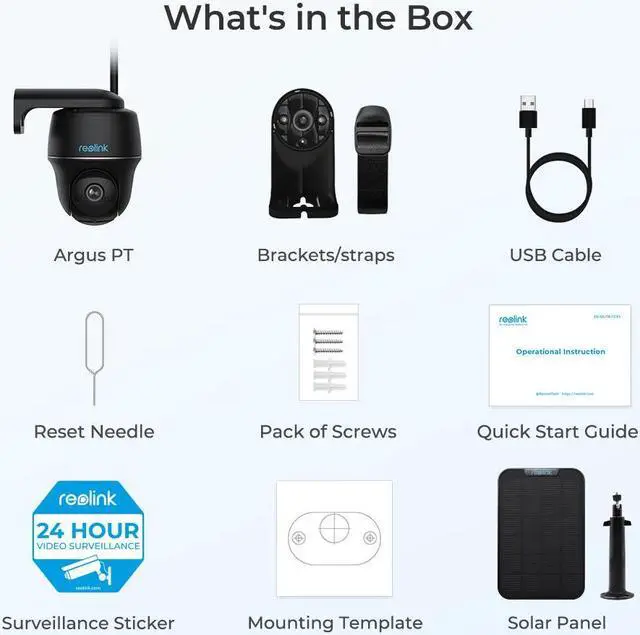 Alt view image 7 of 7 - Reolink 5MP Pan Tilt 2.4/5GHz WIFI Outdoor Security Battery-Powered Camera, Smart Person/Vehicle Detect, 2-way Audio, PIR Motion Support Google Assistant - Argus Series Cam+Solar Panel - Black