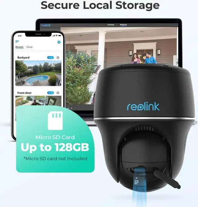 Alt view image 6 of 7 - Reolink 5MP Pan Tilt 2.4/5GHz WIFI Outdoor Security Battery-Powered Camera, Smart Person/Vehicle Detect, 2-way Audio, PIR Motion Support Google Assistant - Argus Series Cam+Solar Panel - Black