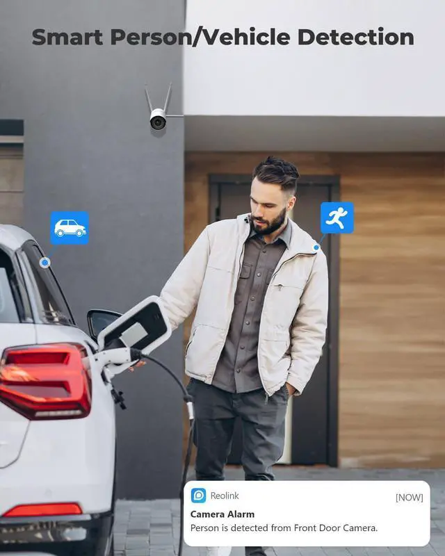 Alt view image 3 of 8 - Reolink 5MP HD Smart Human/Vehicle Detection 2.4G/5Ghz WiFi Camera, work with Google Assistant, Time-Lapse, 256GB Micro SD Storage (not Included) for 24/7 Recording, RLC-510WA