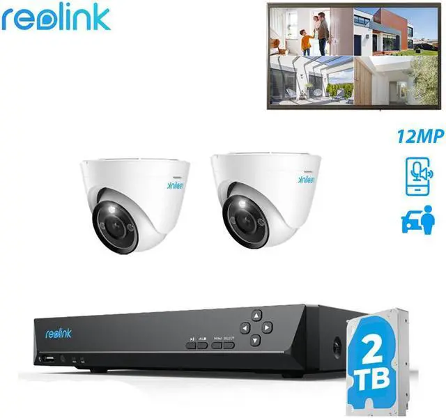 Main image of REOLINK 8CH 12MP PoE Security Camera System, 2 Domes H.265 12MP Cameras with Person/Vehicle Detection and Spotlights,8CH NVR with 2TB HDD for 24-7 Recording