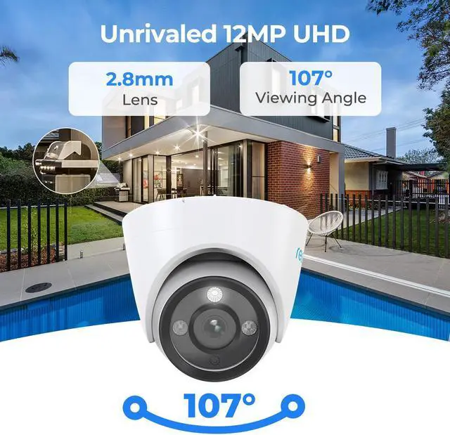 Alt view image 2 of 7 - REOLINK 12MP 6K RLC-1224A PoE Dome Camera Outdoor, 93° Wide Angle,700lm Color Night Vision, Human/Vehicle/Pet Detection, Two Way Talk, Up to 256GB microSD Card