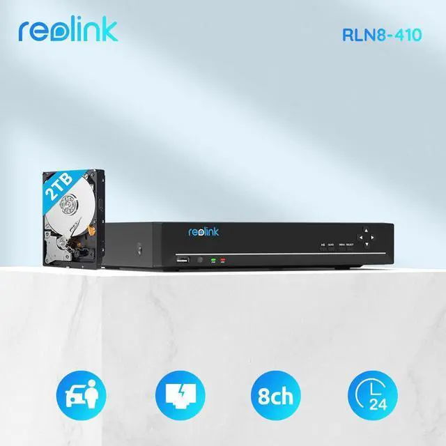 Alt view image 2 of 7 - Reolink 8CH NVR 2TB HDD Built-in, Support up to 12MP, 8-Channel PoE NVR for 24/7 Continuous Recording