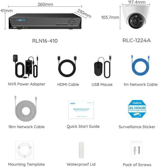 Alt view image 7 of 7 - Reolink 16CH 6K PoE Security Camera System, 16pcs 12MP IP Camera Human/Car Detect, IP66 Waterproof +1pc 16CH H.265 NVR Pre-Installed 4TB HDD (Include 16pcs 18M Cat5 Cables) - RLK16-1224B16-A