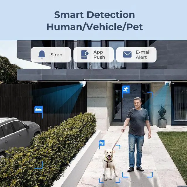 Alt view image 3 of 7 - Reolink 16CH 6K PoE Security Camera System, 16pcs 12MP IP Camera Human/Car Detect, IP66 Waterproof +1pc 16CH H.265 NVR Pre-Installed 4TB HDD (Include 16pcs 18M Cat5 Cables) - RLK16-1224B16-A