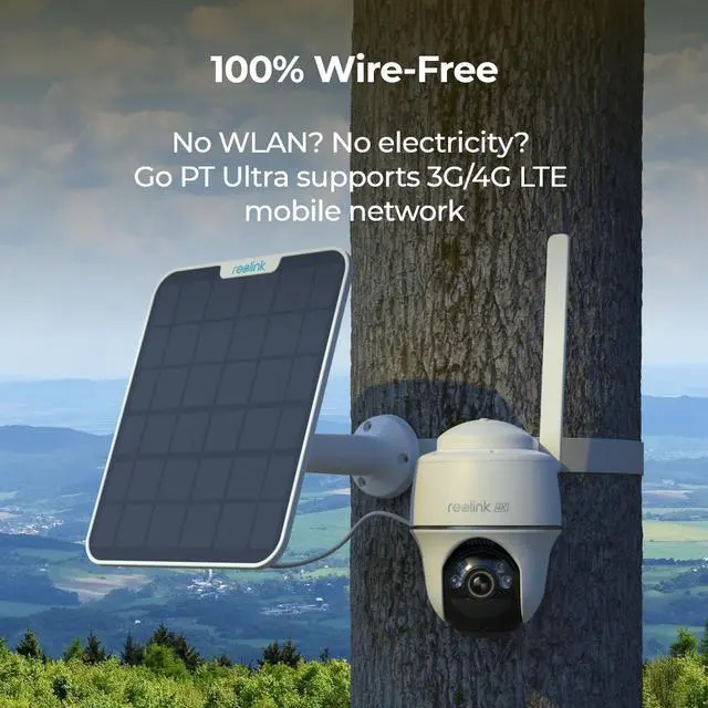 Alt view image 5 of 7 - Reolink 2pcs Go PT Ultra With Black Solar Panel 2 4K 8MP Wireless 4G LTE PT Battery Camera with Color Night Vision