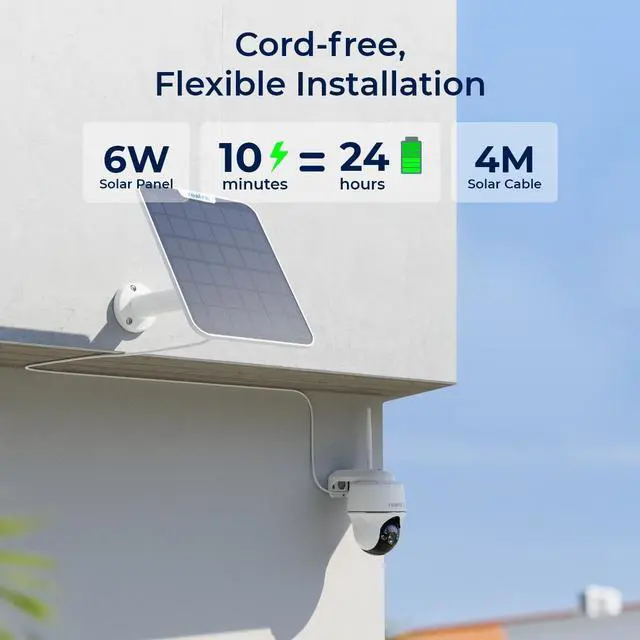 Alt view image 6 of 7 - Reolink  2pcs Argus PT Ultra With Black Solar Panel 2 4K 8MP Wireless PT Standalone Solar/Battery Camera with Spotlights, Dual-Band WiFi