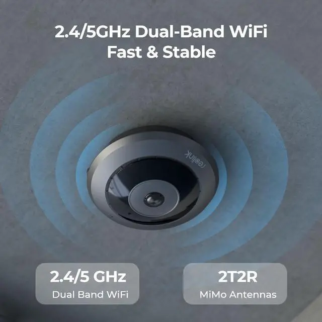 Alt view image 2 of 7 - Reolink  2pcs FE-W 360° Panoramic Indoor WIFI Fisheye Camera with 6MP SHD, Built-in Siren & Two-Way Audio