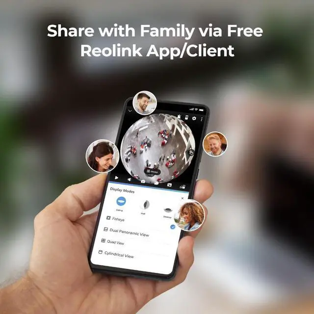 Alt view image 4 of 7 - Reolink  2pcs FE-W 360° Panoramic Indoor WIFI Fisheye Camera with 6MP SHD, Built-in Siren & Two-Way Audio