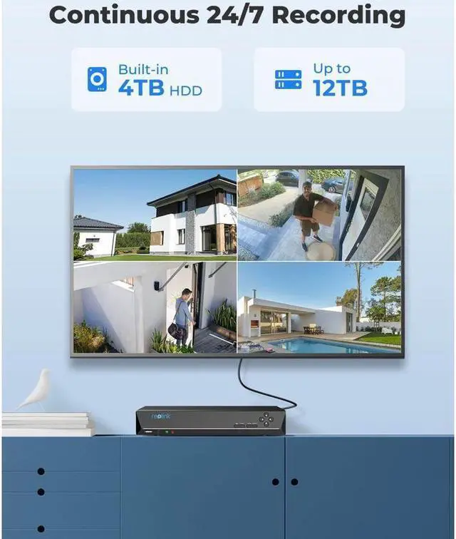 Alt view image 4 of 7 - Reolink RLK16-820D8-A with Video Doorbell WiFi, 16 Channel Outdoor PoE Security Camera System, Night Vision, Pre-Installed with 4TB HDD, 8pcs 4K IP Camera