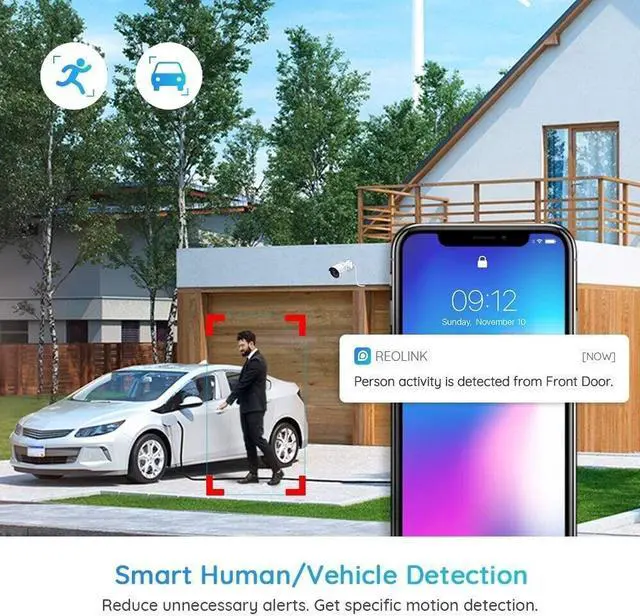 Alt view image 2 of 7 - Reolink 5MP HD Outdoor POE Security Camera Smart Human/Vehicle Detection Audio Work with Google Assistant Bullet Camera RLC-510A