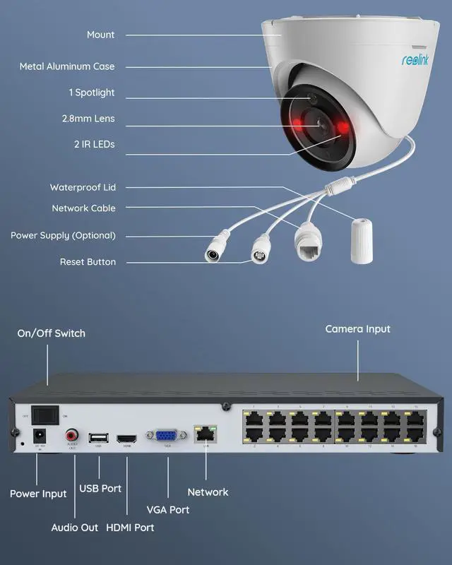 Alt view image 6 of 7 - REOLINK 12MP PoE Security Camera System, 8pcs H.265 12MP Security Cameras Wired, Person Vehicle Pet Detection, Two-Way Talk, Spotlights Color Night Vision, 16CH NVR with 4TB HDD, RLK16-1200D8-A