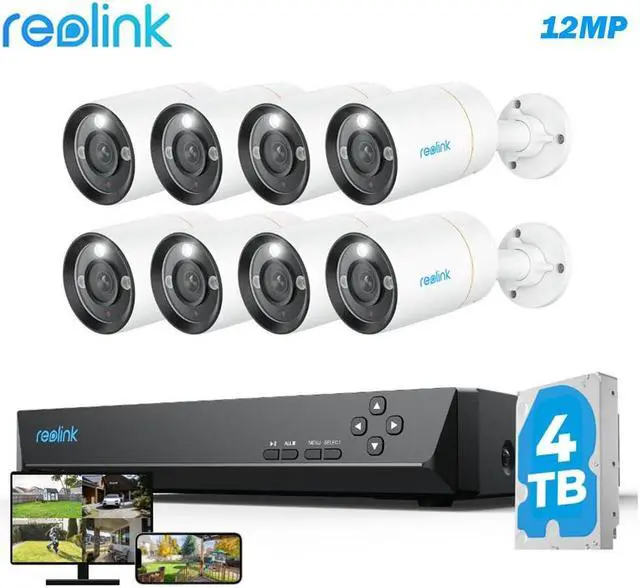 Main image of Reolink 12MP PoE Security Camera System, 8pcs H.265 12MP Bullet Security Cameras Wired, Person Vehicle Pet Detection, Two-Way Talk, Spotlights Color Night Vision, 16CH NVR with 4TB HDD, RLK16-1200B8-A