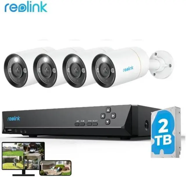 Main image of REOLINK 8CH 12MP PoE Security System, 4pcs H.265 12MP Bullet Cameras Wired, Person/Vehicle/Pet Detection 2-Way Talk Spotlights Color Night Vision, 8CH NVR with 2TB HDD, RLK8-1200B4-A 4