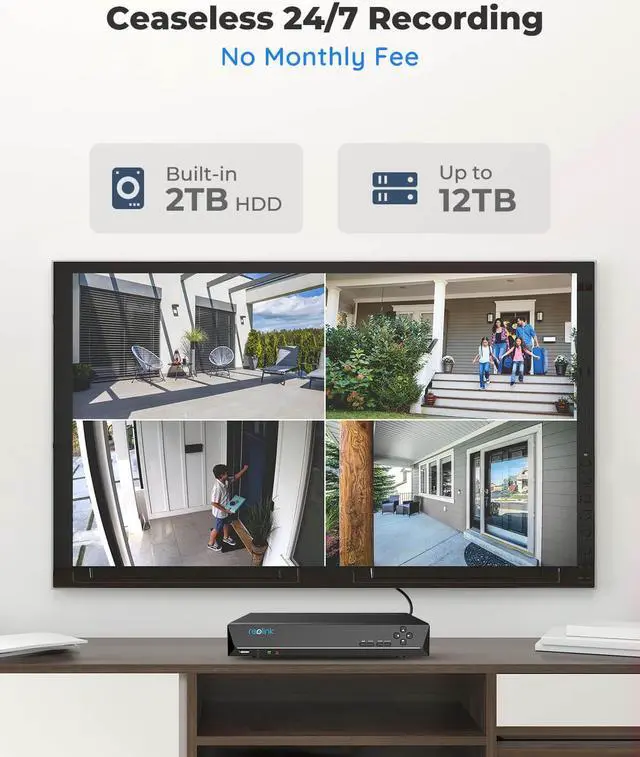 Alt view image 3 of 7 - REOLINK 8CH 12MP PoE Security System, 4pcs H.265 12MP Bullet Cameras Wired, Person/Vehicle/Pet Detection 2-Way Talk Spotlights Color Night Vision, 8CH NVR with 2TB HDD, RLK8-1200B4-A 4