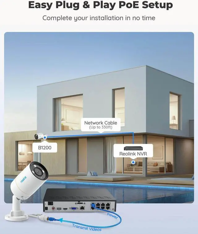 Alt view image 4 of 7 - REOLINK 8CH 12MP PoE Security System, 4pcs H.265 12MP Bullet Cameras Wired, Person/Vehicle/Pet Detection 2-Way Talk Spotlights Color Night Vision, 8CH NVR with 2TB HDD, RLK8-1200B4-A 4