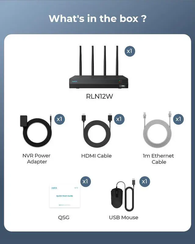 Alt view image 7 of 7 - REOLINK 4K 12CH WiFi NVR with Wi-Fi 6 and 2.4/5 GHz Dual-Band WiFi, Built-in 2TB HDD, Support 16MP/12MP/8MP/5MP/4MP Reolink Cameras, 24/7 Recording Home Security Camera System, Not PoE Ports, RLN12W